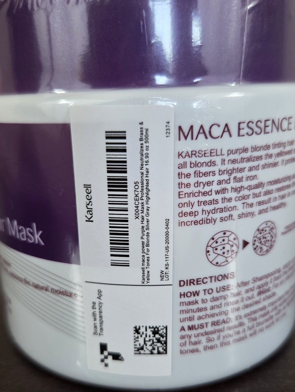 Karseell • PURPLE HAIR MASK Professional Neutralizes Brass & Yellow Tones 500 ML - Picture 4 of 7